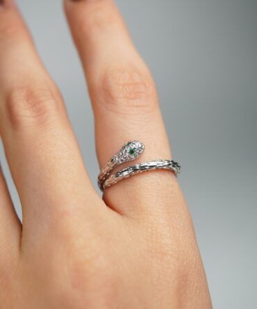 Anillo de serpiente plateada