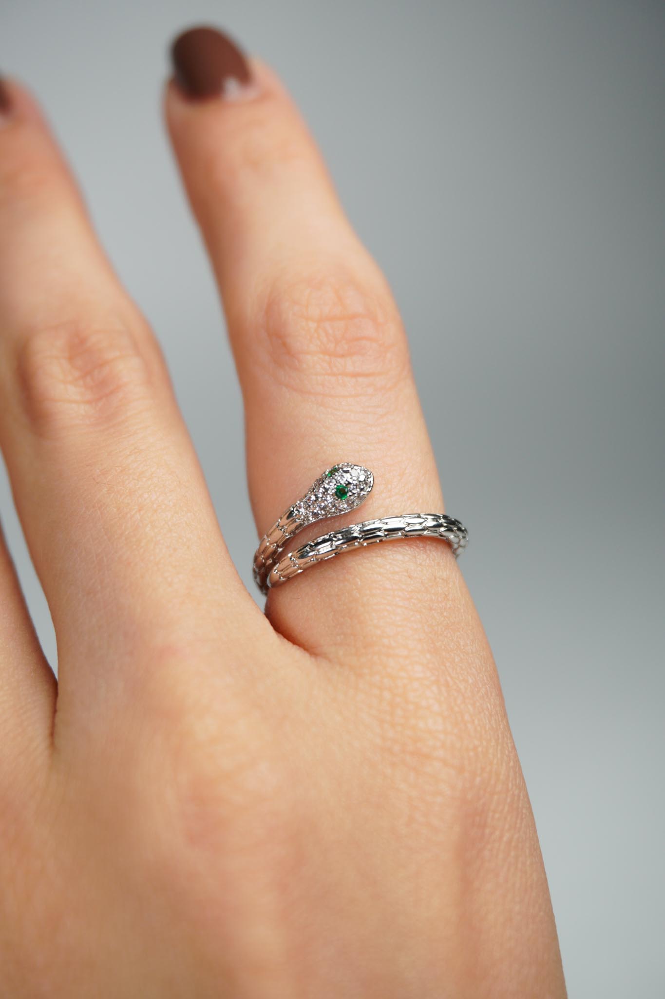 Anillo de serpiente plateada