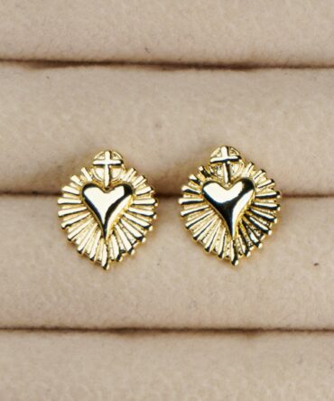 Topitos de corazón dorado con cruz