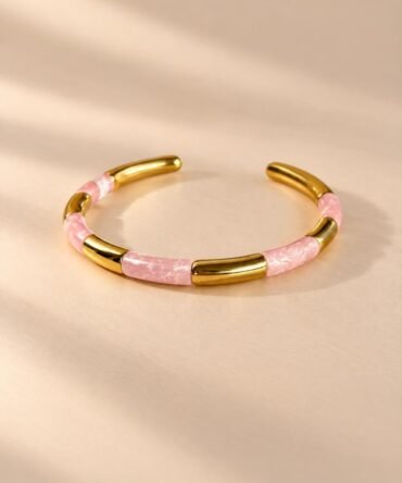 Brazalete Dorado Rosa Pastel