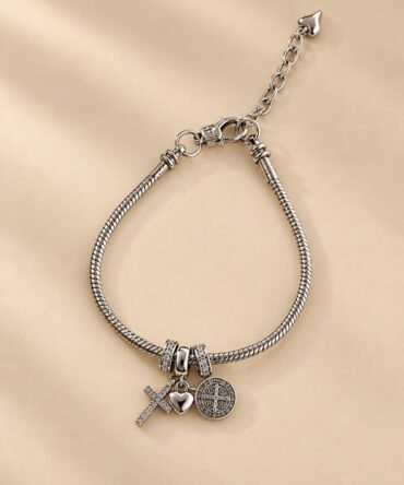 Pulsera Fe y Protección Plateada