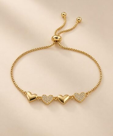 Pulsera Cuatro Corazones Dorada