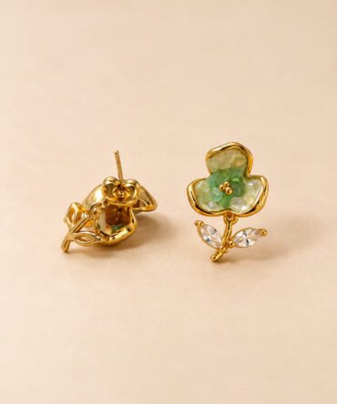 Aretes Flor Esmeralda