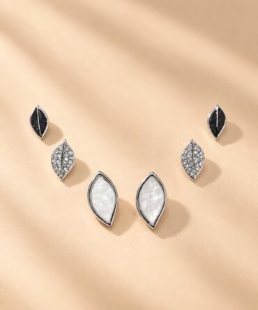 Set de Topitos Hojas Silver